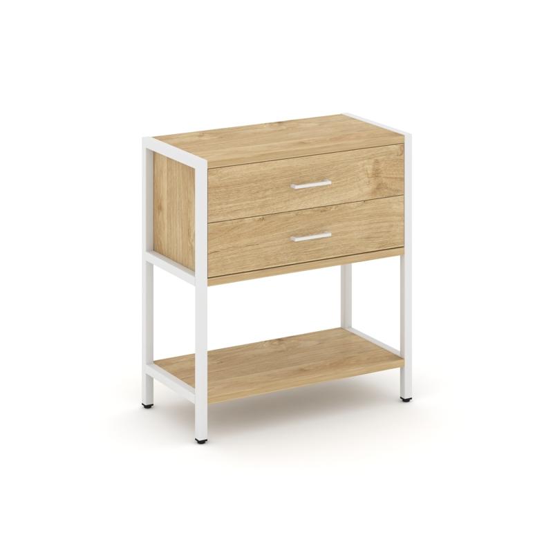 Shelf System Односекционный стеллаж двухярусный с ящиками SN.STM-212 Тиквуд Светлый/Металл Белый 810