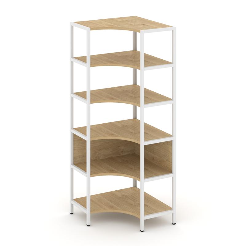 Shelf System Односекционный угловой стеллаж пятиярусный SN.STMU-511 Тиквуд Светлый/Металл Белый 810*