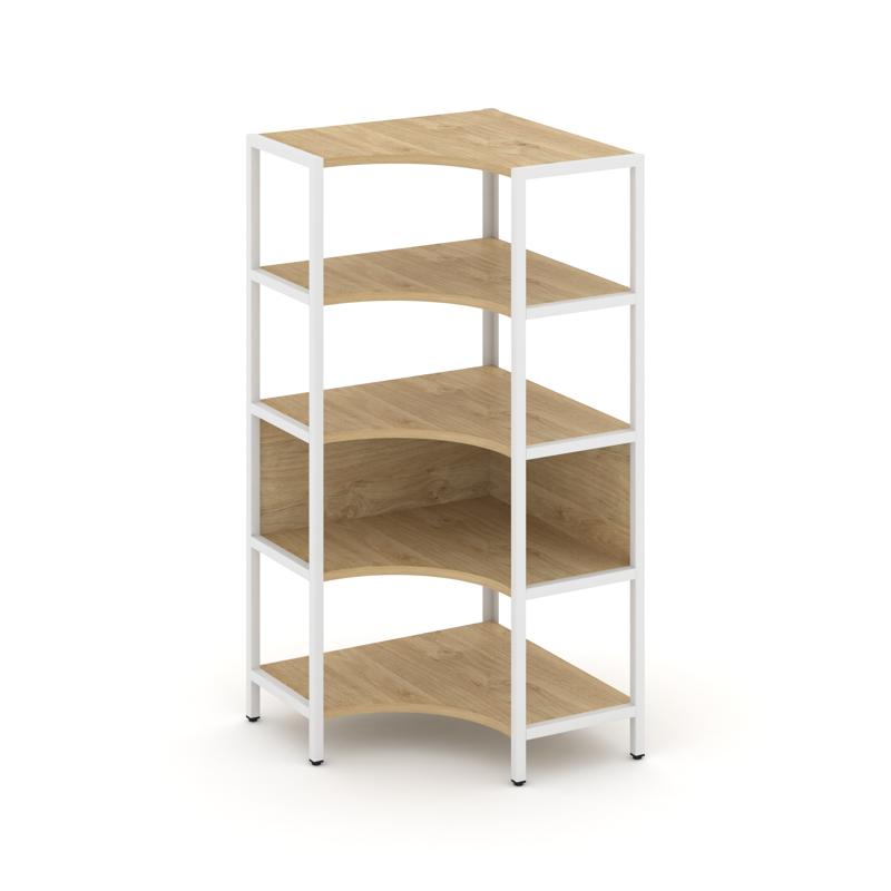 Shelf System Односекционный угловой стеллаж четырехярусный SN.STMU-411 Тиквуд Светлый/Металл Белый 8
