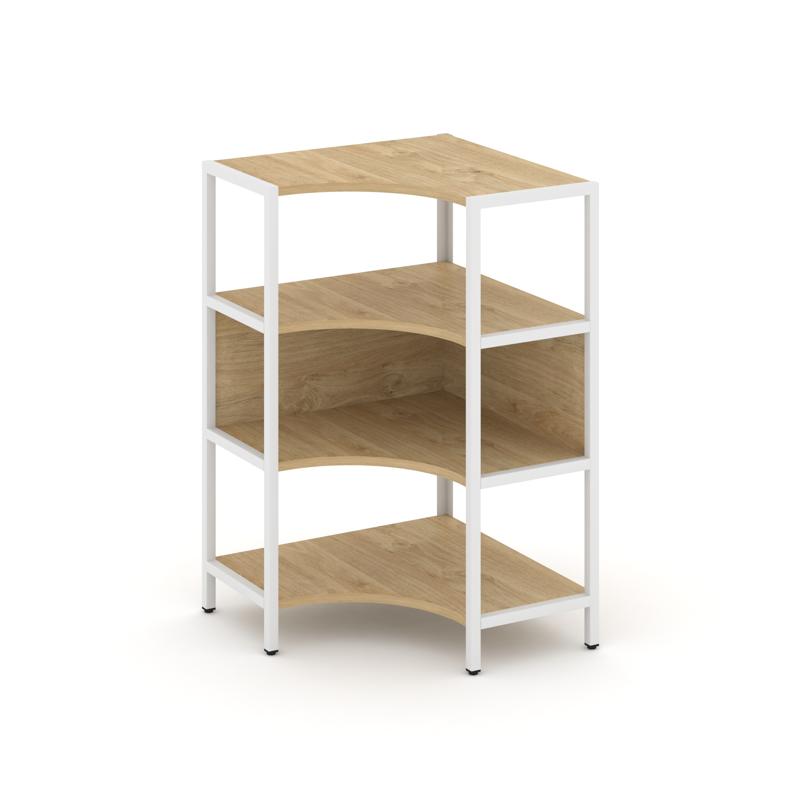 Shelf System Односекционный угловой стеллаж трехярусный SN.STMU-311 Тиквуд Светлый/Металл Белый 810*