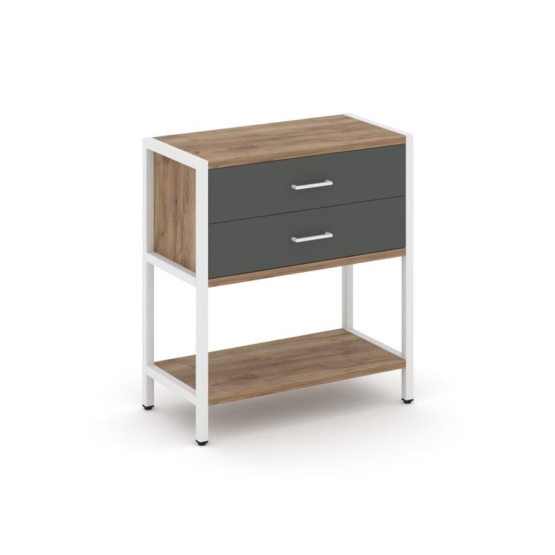 Shelf System Односекционный стеллаж двухярусный с ящиками SN.STM-212 Дуб Табак/Антрацит/Металл Белый