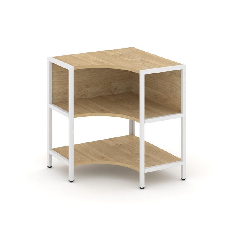 Shelf System Односекционный угловой стеллаж двухярусный SN.STMU-211 Тиквуд Светлый/Металл Белый 810*