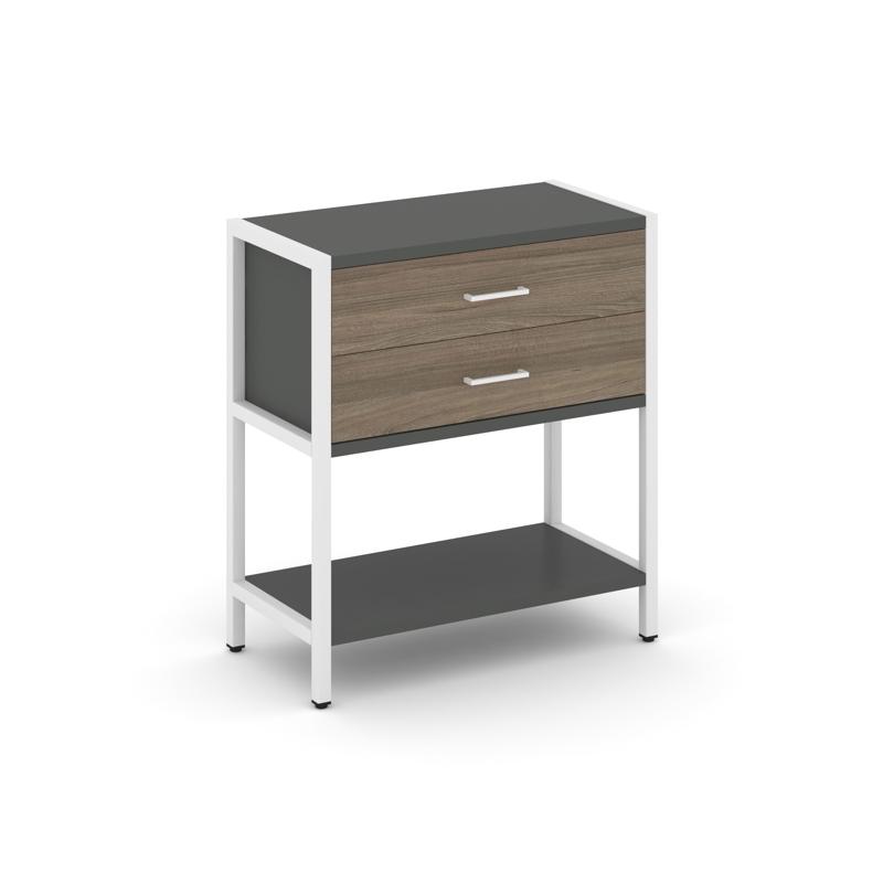 Shelf System Односекционный стеллаж двухярусный с ящиками SN.STM-212 Антрацит/Вяз Благородный/Металл