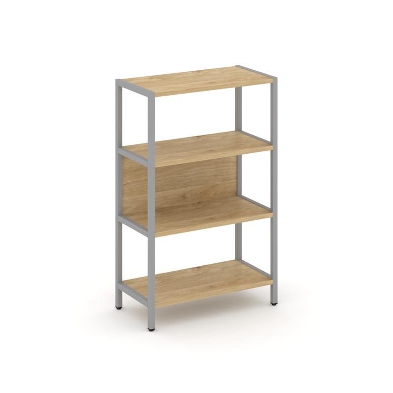 Shelf System Односекционный стеллаж трехярусный SN.STM-311 Тиквуд Светлый/Металл Серый 810*400*1246