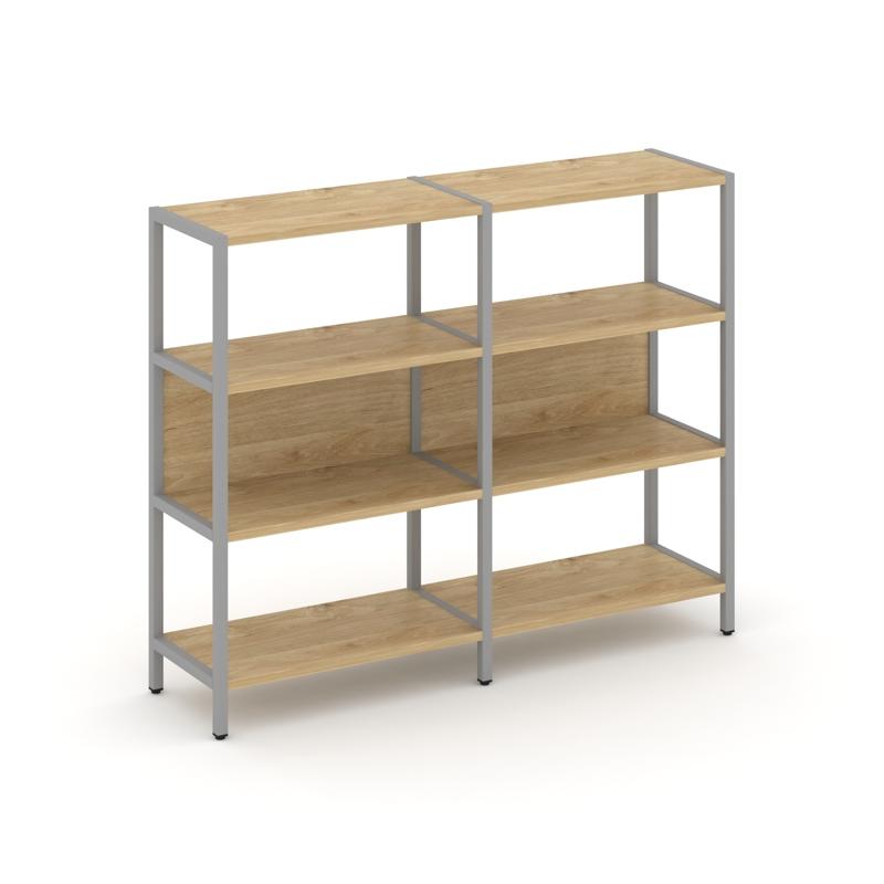 Shelf System Двухсекционный стеллаж трехярусный SN.STM-321 Тиквуд Светлый/Металл Серый 1590*400*1246