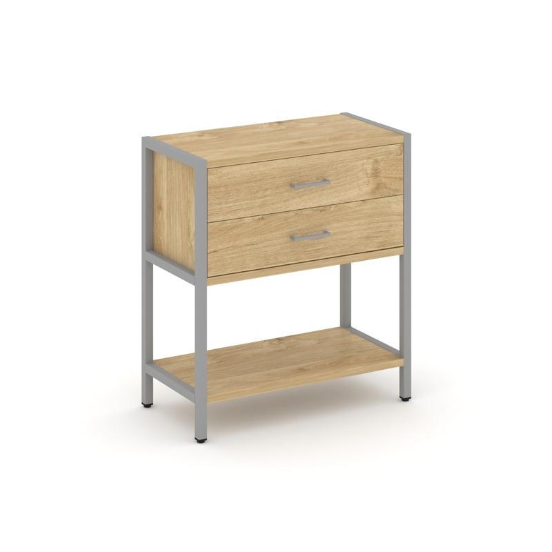 Shelf System Односекционный стеллаж двухярусный с ящиками SN.STM-212 Тиквуд Светлый/Металл Серый 810