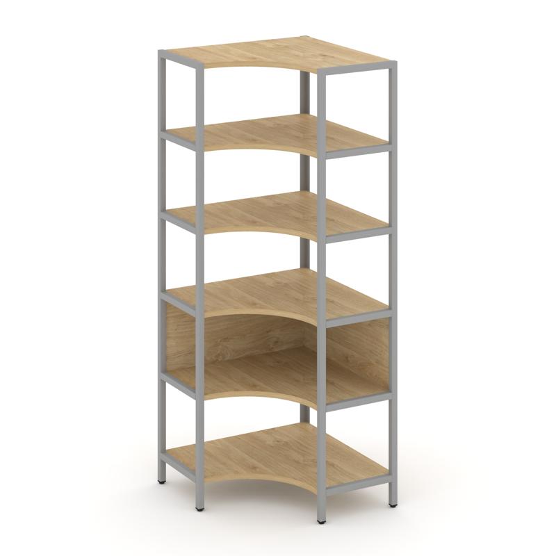 Shelf System Односекционный угловой стеллаж пятиярусный SN.STMU-511 Тиквуд Светлый/Металл Серый 810*
