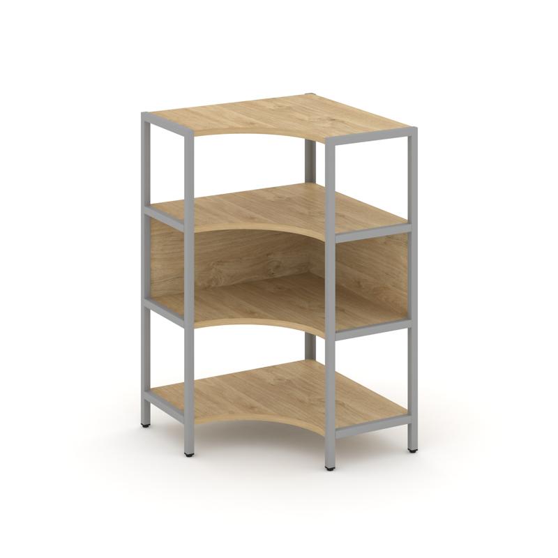 Shelf System Односекционный угловой стеллаж трехярусный SN.STMU-311 Тиквуд Светлый/Металл Серый 810*