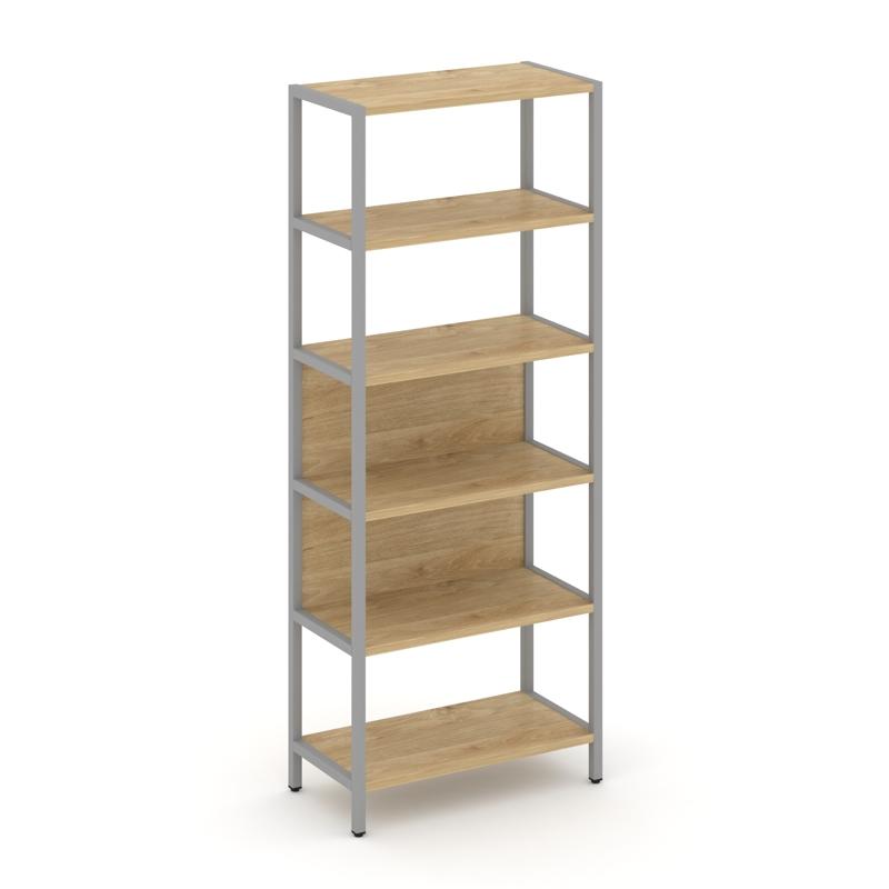 Shelf System Односекционный стеллаж пятиярусный SN.STM-511 Тиквуд Светлый/Металл Серый 810*400*1980