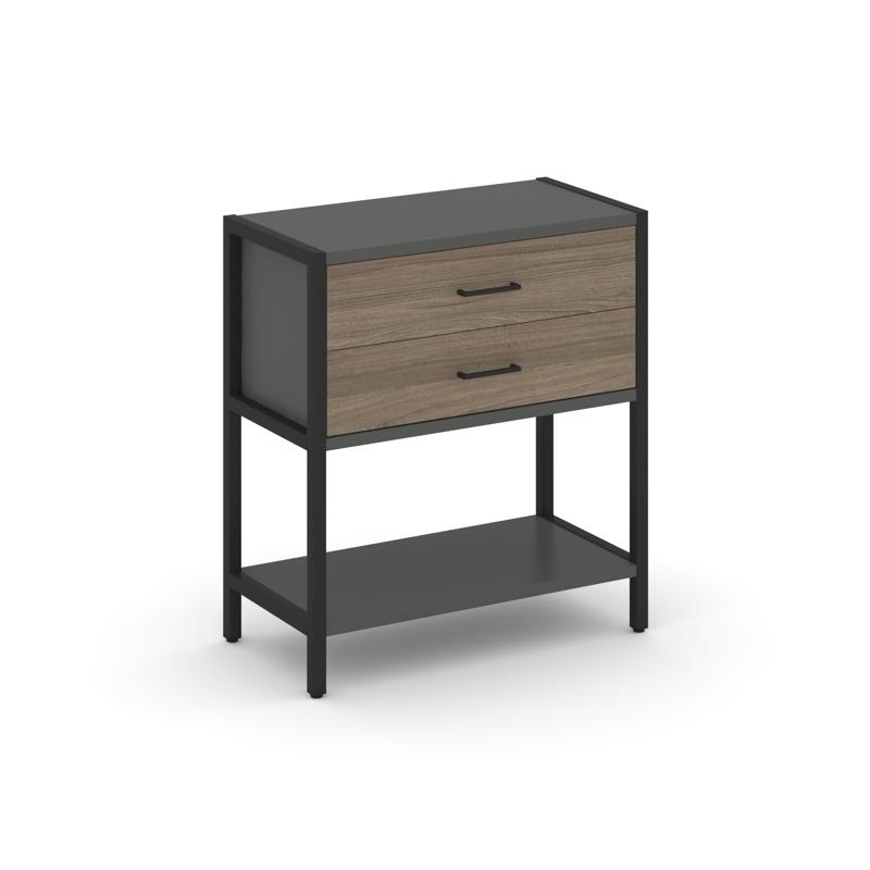 Shelf System Односекционный стеллаж двухярусный с ящиками SN.STM-212 Антрацит/Вяз Благородный/Металл