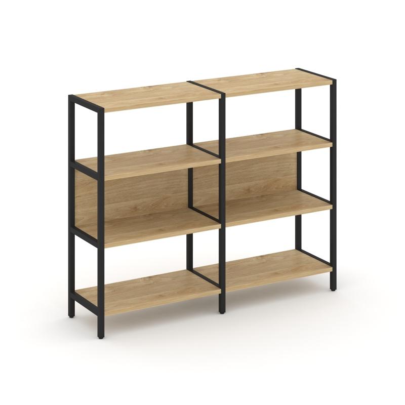 Shelf System Двухсекционный стеллаж трехярусный SN.STM-321 Тиквуд Светлый/Металл Черный 1590*400*124