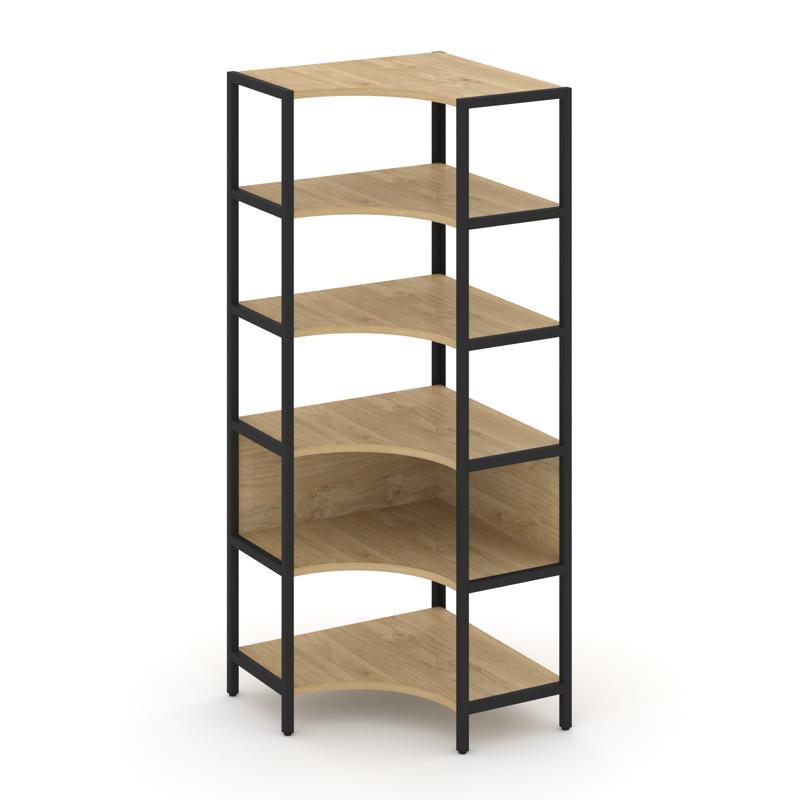 Shelf System Односекционный угловой стеллаж пятиярусный SN.STMU-511 Тиквуд Светлый/Металл Черный 810
