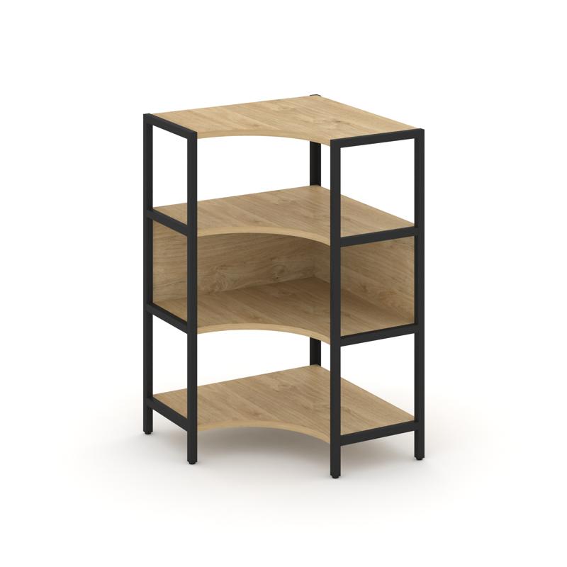 Shelf System Односекционный угловой стеллаж трехярусный SN.STMU-311 Тиквуд Светлый/Металл Черный 810