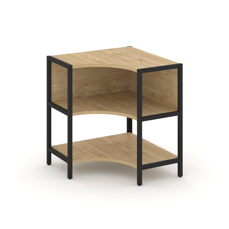 Shelf System Односекционный угловой стеллаж двухярусный SN.STMU-211 Тиквуд Светлый/Металл Черный 810