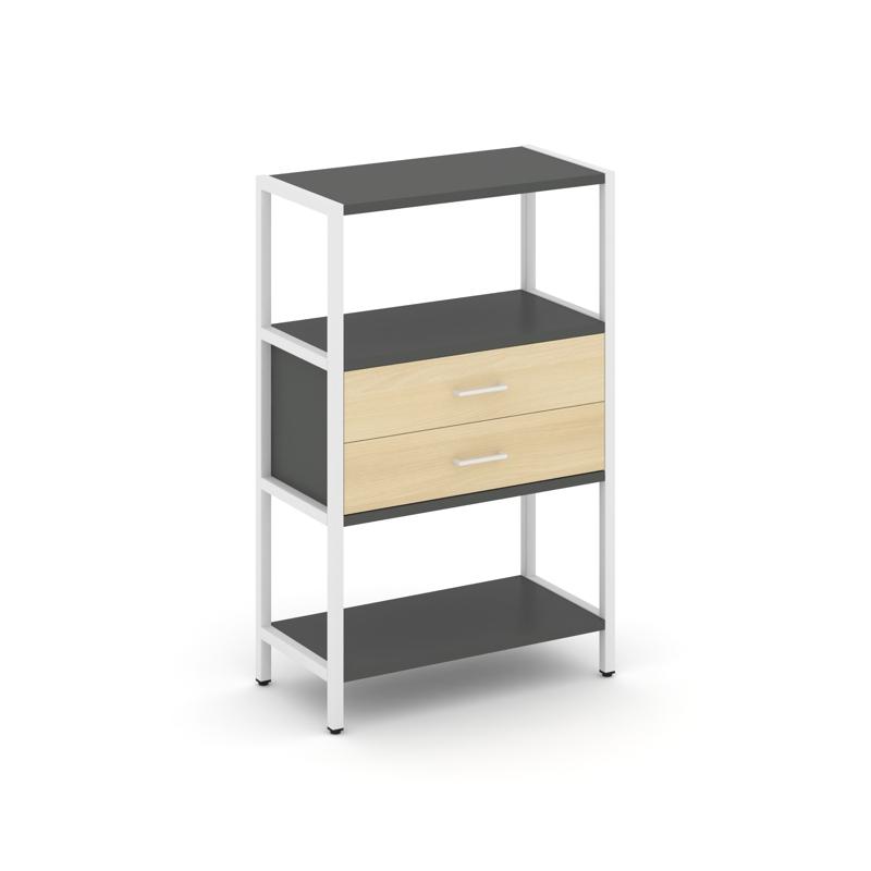 Shelf System Односекционный стеллаж трехярусный с ящиками SN.STM-312 Антрацит/Акация Лорка/Металл Бе