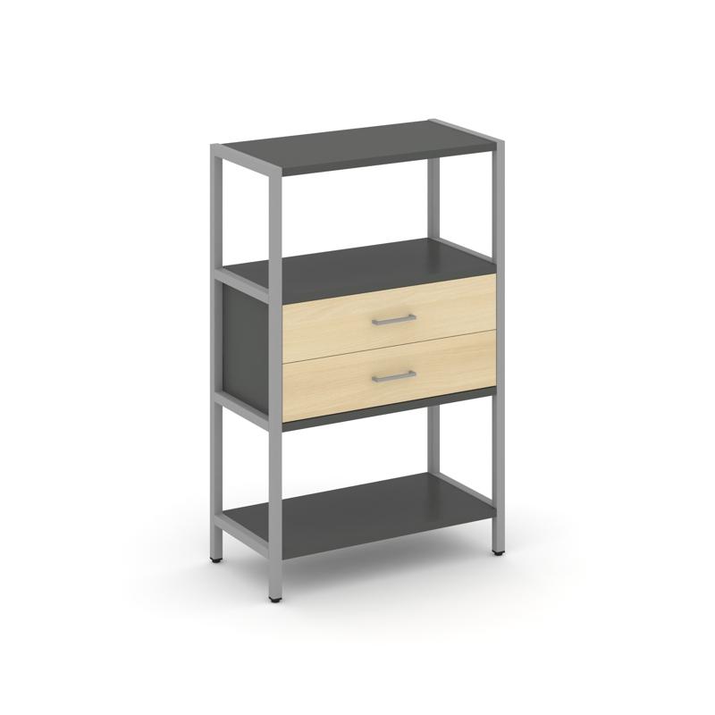 Shelf System Односекционный стеллаж трехярусный с ящиками SN.STM-312 Антрацит/Акация Лорка/Металл Се