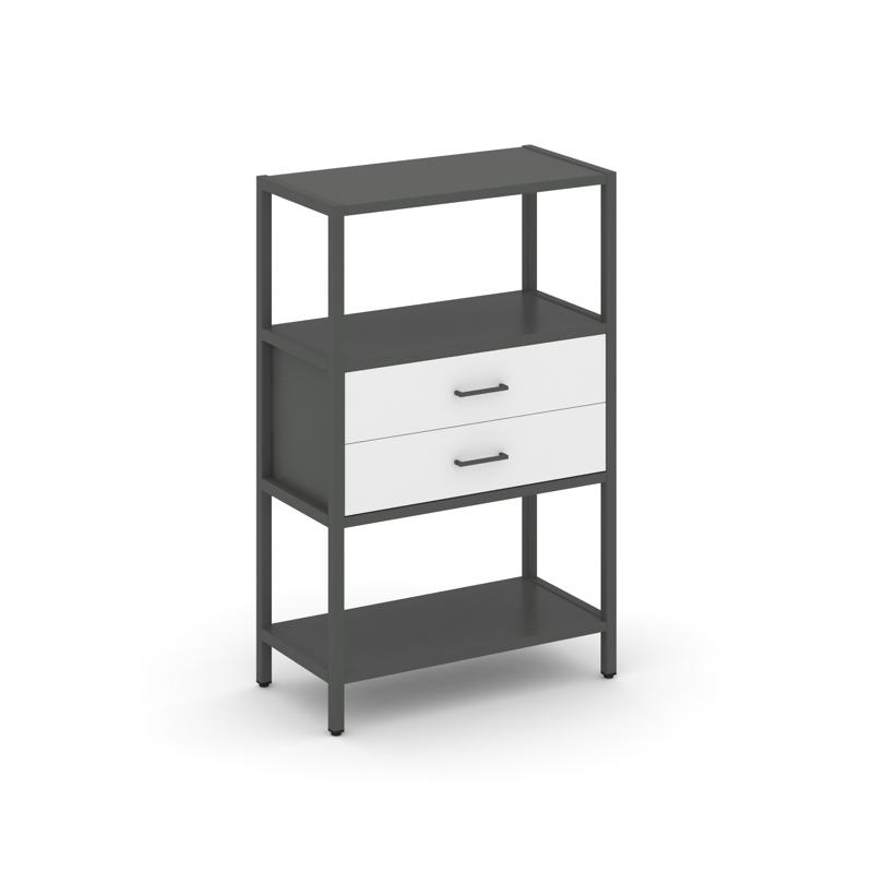 Shelf System Односекционный стеллаж трехярусный с ящиками SN.STM-312 Антрацит/Белый/Металл Антрацит