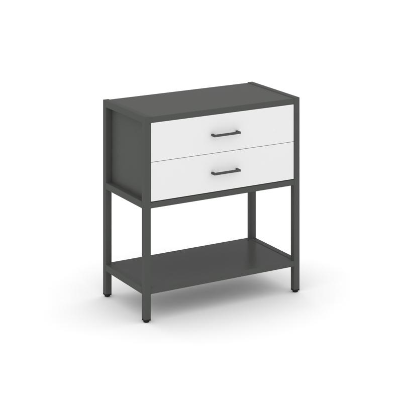 Shelf System Односекционный стеллаж двухярусный с ящиками SN.STM-212 Антрацит/Белый/Металл Антрацит