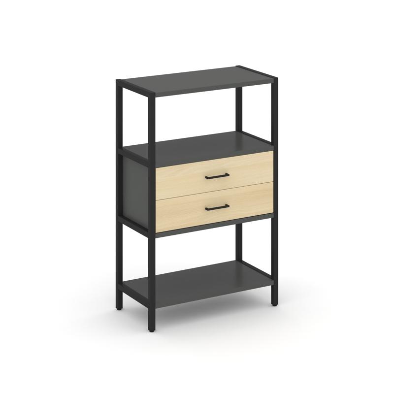 Shelf System Односекционный стеллаж трехярусный с ящиками SN.STM-312 Антрацит/Акация Лорка/Металл Че