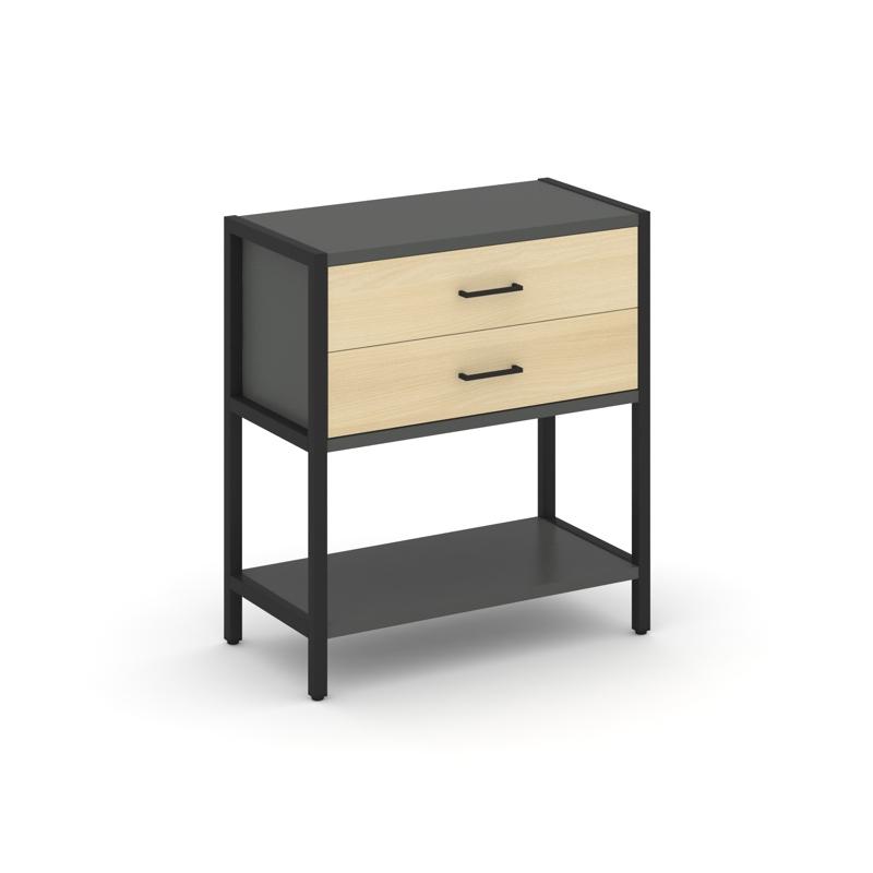 Shelf System Односекционный стеллаж двухярусный с ящиками SN.STM-212 Антрацит/Акация Лорка/Металл Че