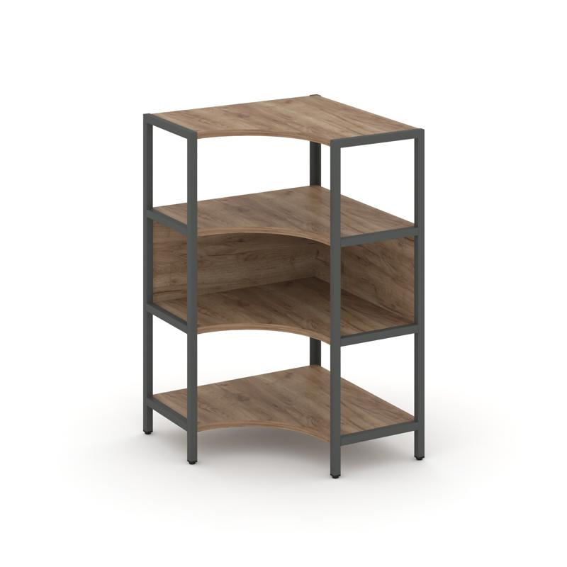 Shelf System Односекционный угловой стеллаж трехярусный SN.STMU-311 Дуб Табак/Металл Антрацит 810*81
