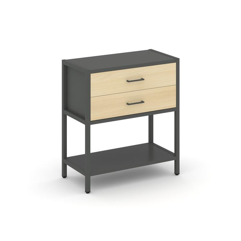 Shelf System Односекционный стеллаж двухярусный с ящиками SN.STM-212 Антрацит/Акация Лорка/Металл Ан