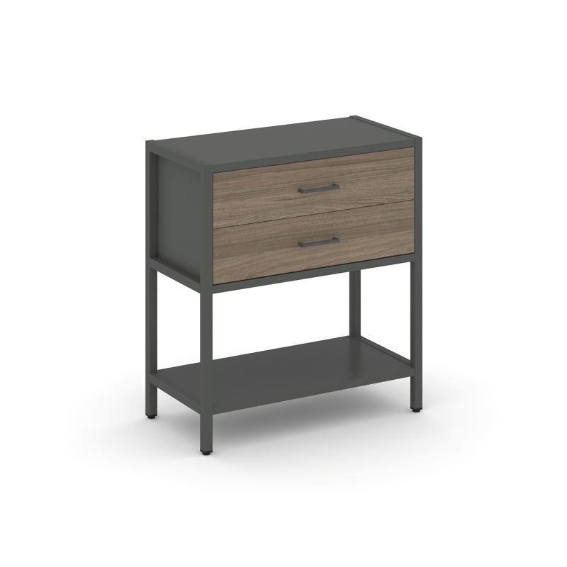 Shelf System Односекционный стеллаж двухярусный с ящиками SN.STM-212 Антрацит/Вяз Благородный/Металл