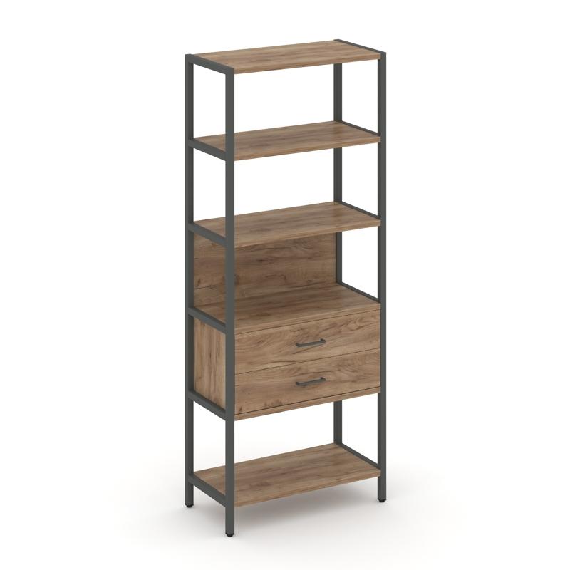 Shelf System Односекционный стеллаж пятиярусный с ящиками SN.STM-512 Дуб Табак/Металл Антрацит 810*4