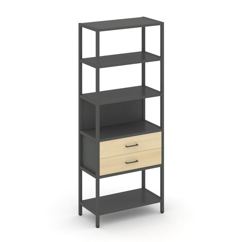 Shelf System Односекционный стеллаж пятиярусный с ящиками SN.STM-512 Антрацит/Акация Лорка/Металл Ан