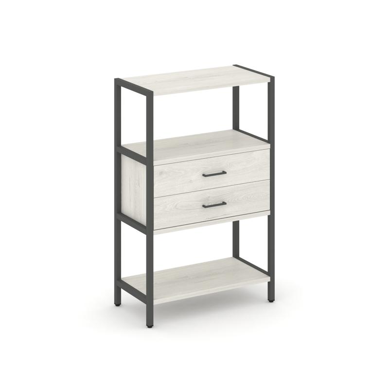 Shelf System Односекционный стеллаж трехярусный с ящиками SN.STM-312 Дуб Наварра/Металл Антрацит 810
