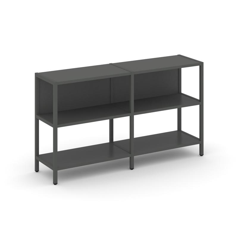 Shelf System Двухсекционный стеллаж двухярусный SN.STM-221 Антрацит/Металл Антрацит 1590*400*879