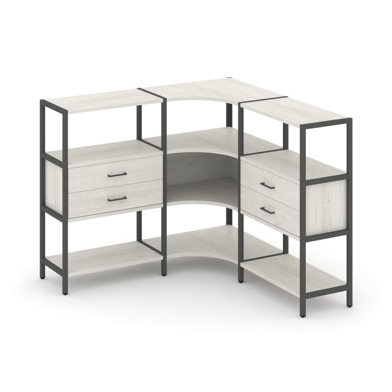 Shelf System Трехсекционный угловой стеллаж трехярусный с ящиками SN.STMU-331 Дуб Наварра/Металл Ант