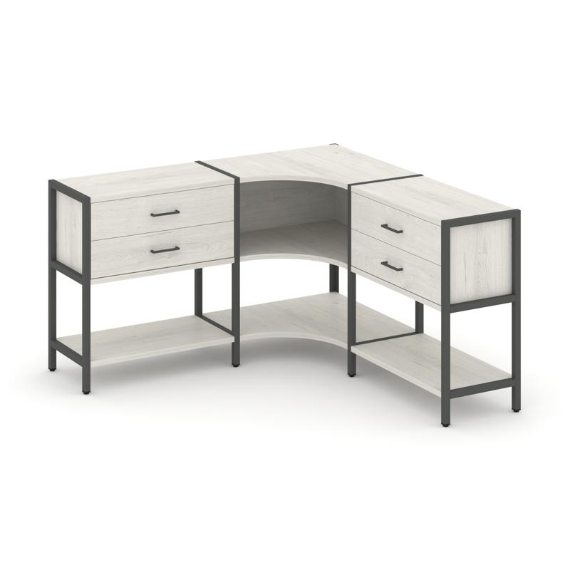 Shelf System Трехсекционный угловой стеллаж двухярусный с ящиками SN.STMU-231 Дуб Наварра/Металл Ант