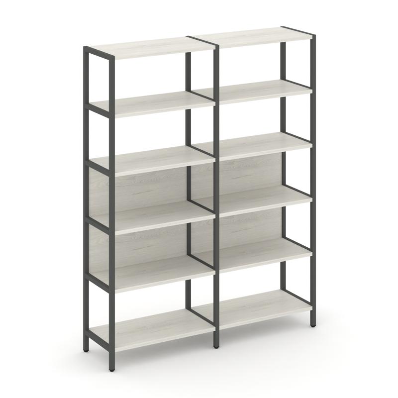 Shelf System Двухсекционный стеллаж пятиярусный SN.STM-521 Дуб Наварра/Металл Антрацит 1590*400*1980