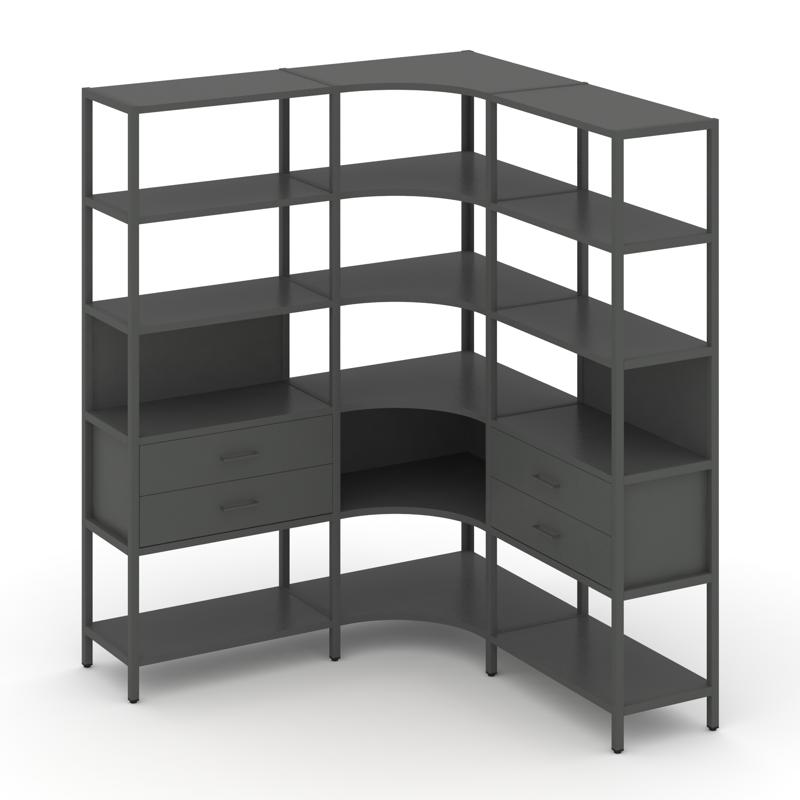 Shelf System Трехсекционный угловой стеллаж пятиярусный с ящиками SN.STMU-531 Антрацит/Металл Антрац