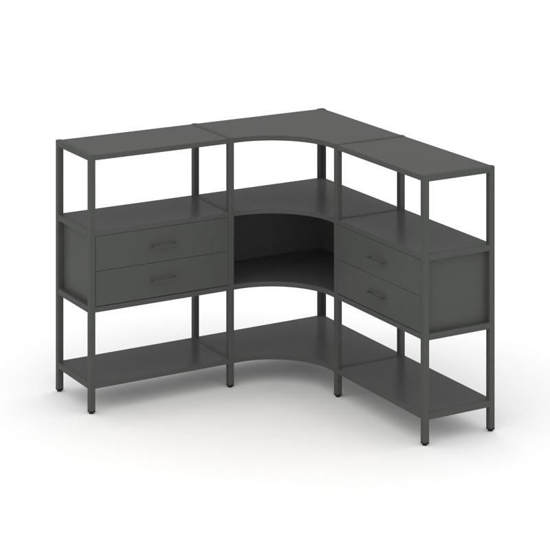 Shelf System Трехсекционный угловой стеллаж трехярусный с ящиками SN.STMU-331 Антрацит/Металл Антрац