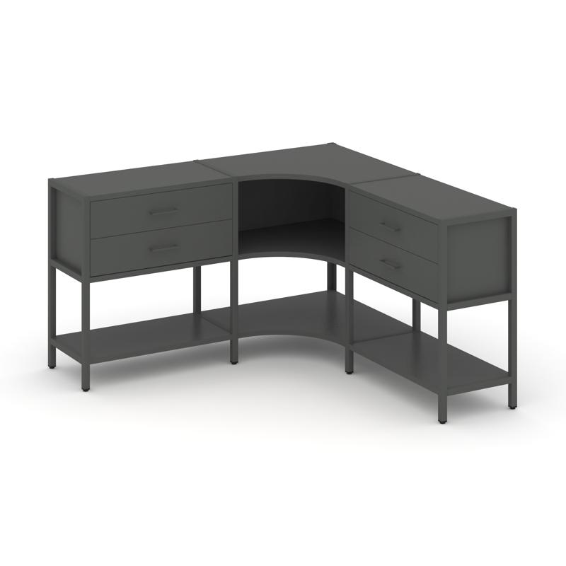 Shelf System Трехсекционный угловой стеллаж двухярусный с ящиками SN.STMU-231 Антрацит/Металл Антрац