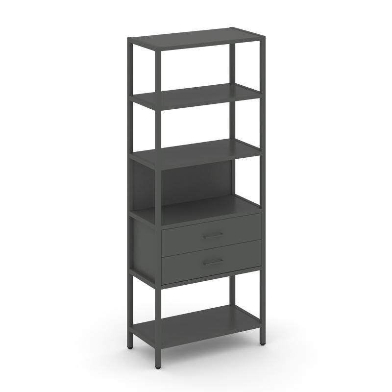 Shelf System Односекционный стеллаж пятиярусный с ящиками SN.STM-512 Антрацит/Металл Антрацит 810*40