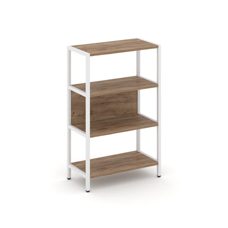 Shelf System Односекционный стеллаж трехярусный SN.STM-311 Дуб Табак/Металл Белый 810*400*1246