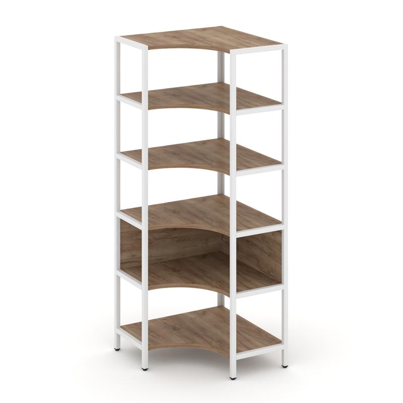 Shelf System Односекционный угловой стеллаж пятиярусный SN.STMU-511 Дуб Табак/Металл Белый 810*810*1