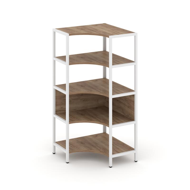 Shelf System Односекционный угловой стеллаж четырехярусный SN.STMU-411 Дуб Табак/Металл Белый 810*81