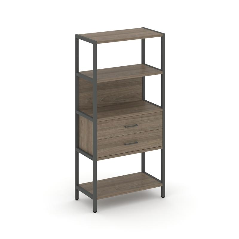 Shelf System Односекционный стеллаж четырехярусный с ящиками SN.STM-412 Вяз Благородный/Металл Антра