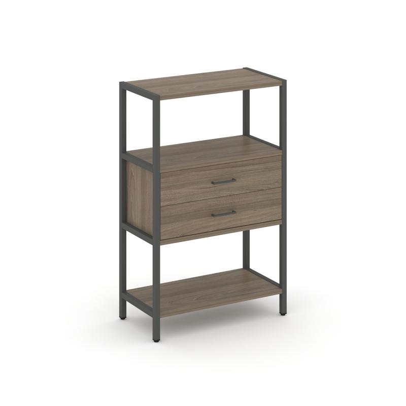 Shelf System Односекционный стеллаж трехярусный с ящиками SN.STM-312 Вяз Благородный/Металл Антрацит