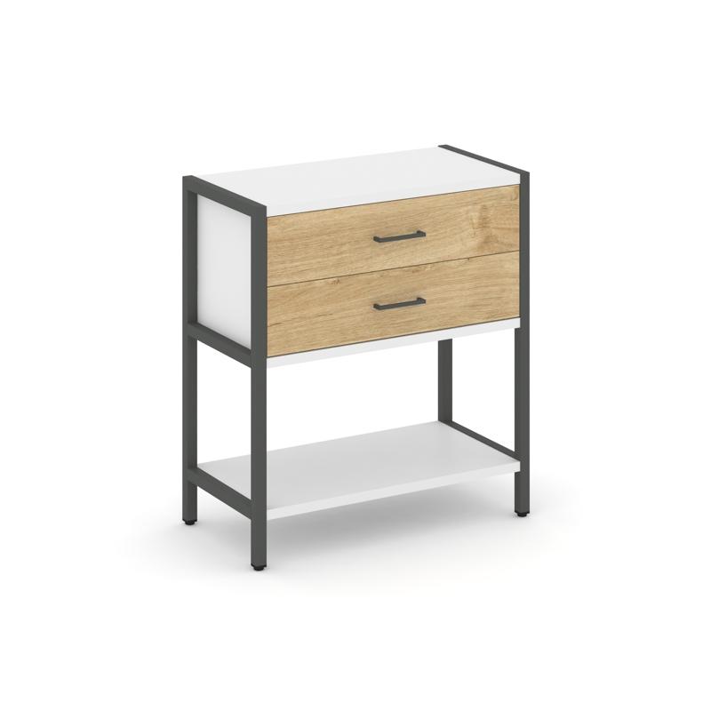 Shelf System Односекционный стеллаж двухярусный с ящиками SN.STM-212 Белый/Тиквуд Светлый/Металл Ант