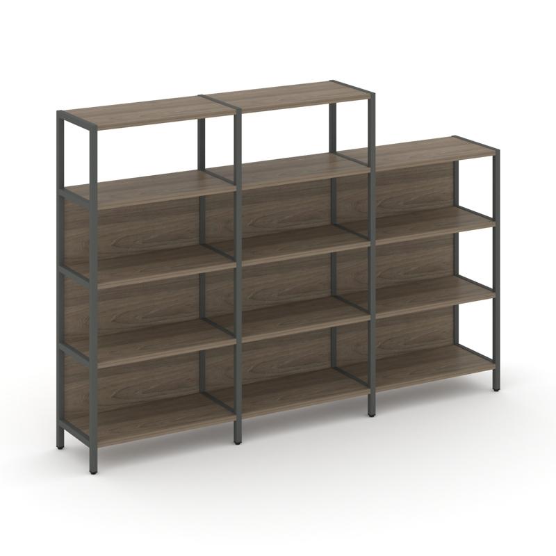Shelf System Трехсекционный стеллаж четырех/трехярусный SN.STM-432 Вяз Благородный/Металл Антрацит 2