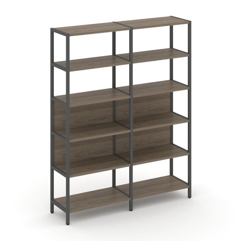 Shelf System Двухсекционный стеллаж пятиярусный SN.STM-521 Вяз Благородный/Металл Антрацит 1590*400*
