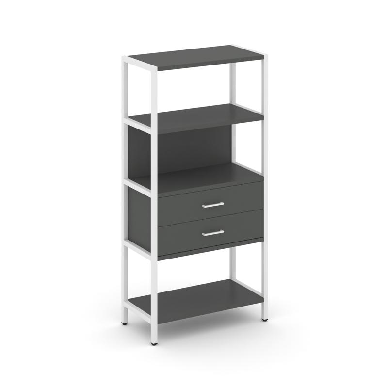 Shelf System Односекционный стеллаж четырехярусный с ящиками SN.STM-412 Антрацит/Металл Белый 810*40