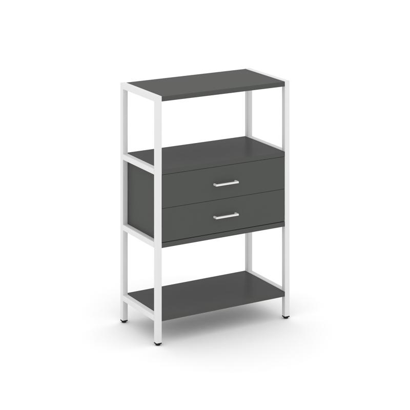 Shelf System Односекционный стеллаж трехярусный с ящиками SN.STM-312 Антрацит/Металл Белый 810*400*1