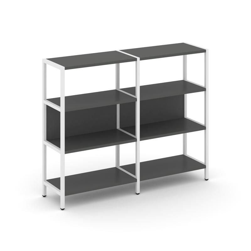 Shelf System Двухсекционный стеллаж трехярусный SN.STM-321 Антрацит/Металл Белый 1590*400*1246