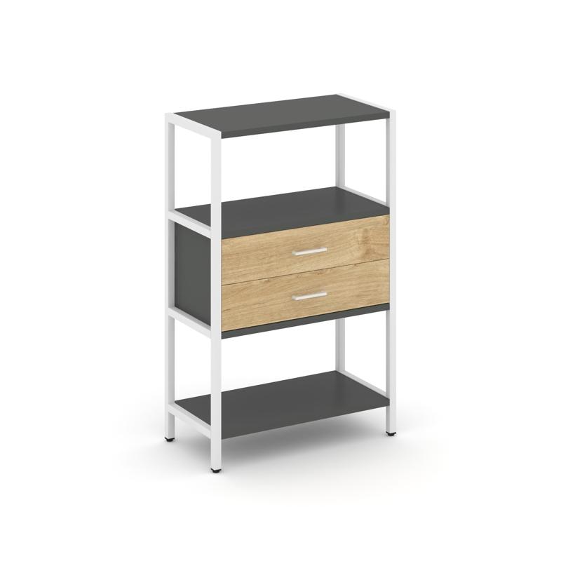 Shelf System Односекционный стеллаж трехярусный с ящиками SN.STM-312 Антрацит/Тиквуд Светлый/Металл